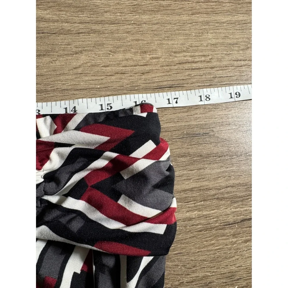 Robert Louis Womens XL Chevron Maxi Skirt Burgundy Black Geometric O-Ring‎